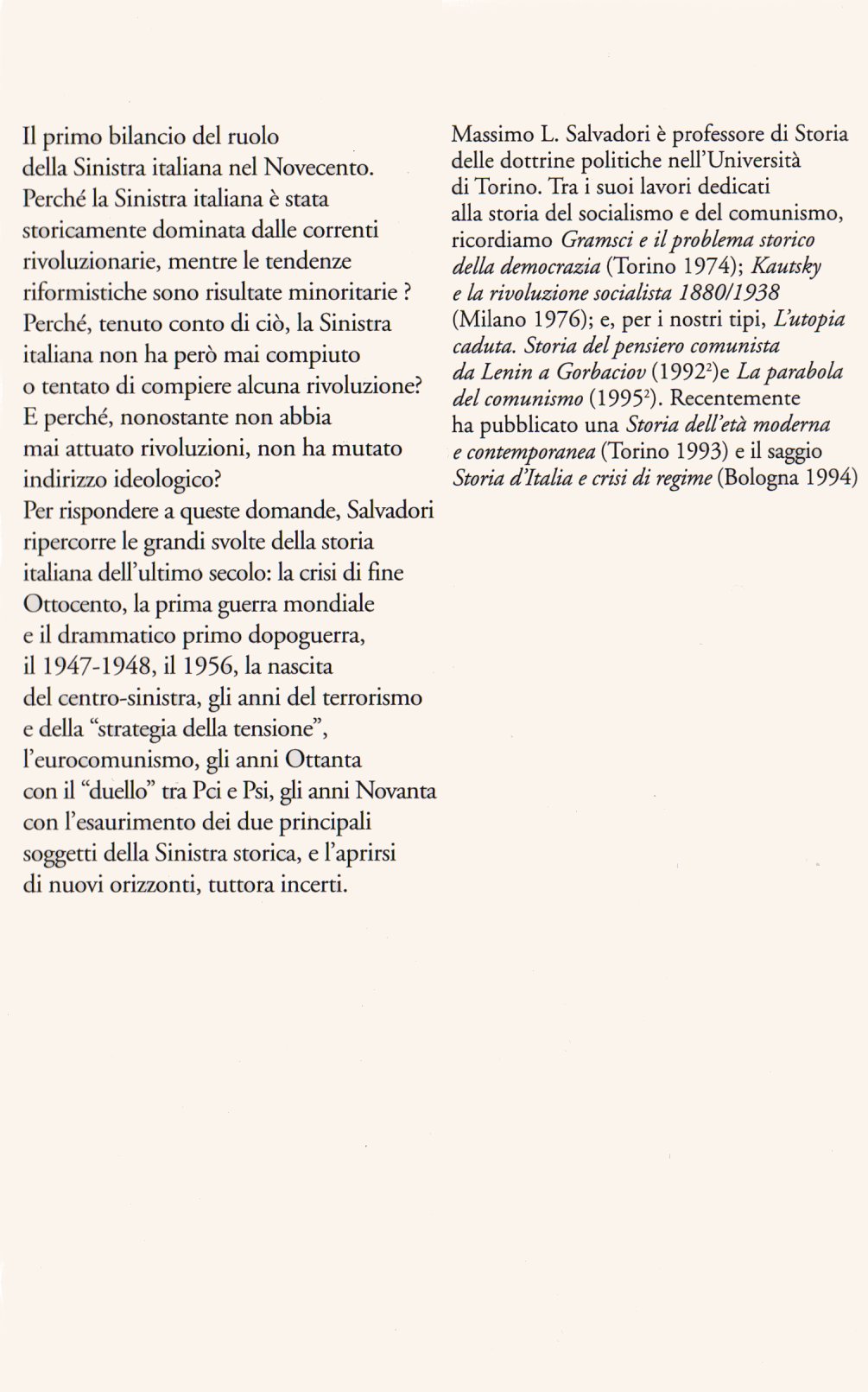 La Sinistra nella storia italiana.